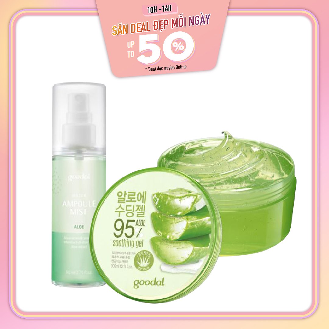 Combo Xịt Khoáng Làm Dịu Da Tức Thì Goodal Water Ampoule Mist Aloe 80Ml