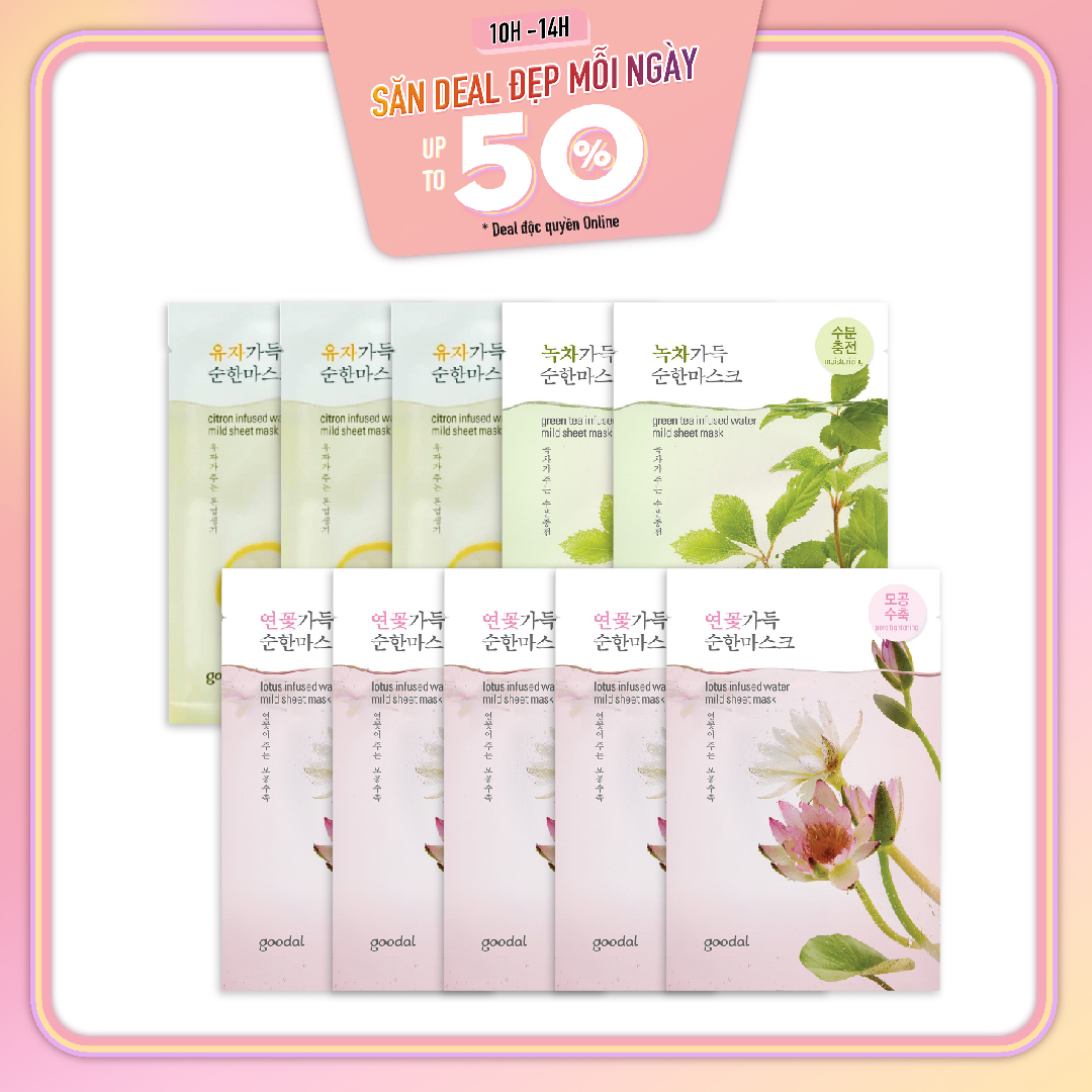 Combo 10 Mặt Nạ Làm Sáng Da, Chăm Sóc Lỗ Chân Lông Goodal Infused Water Mild Sheet