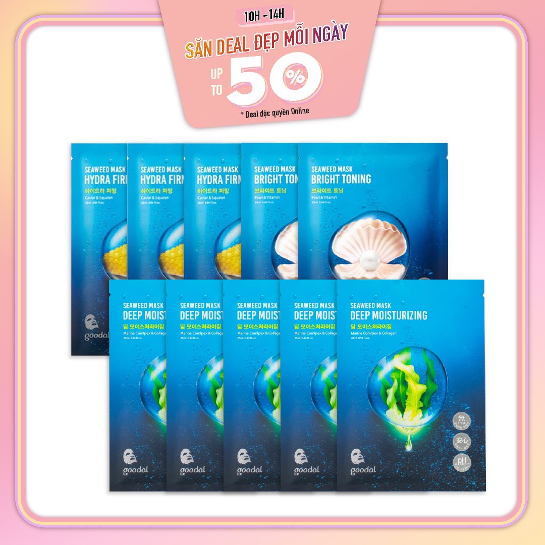 Combo 10 Mặt Nạ Giấy Cấp Ẩm, Nuôi Dưỡng Da Săn Chắc Goodal Seaweed