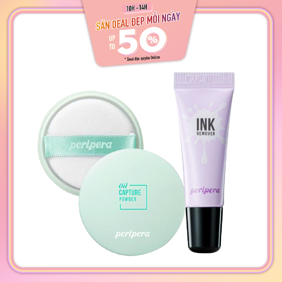 Combo Phấn Phủ Che Phủ Tự Nhiên Peripera Oil Capture Powder 5G