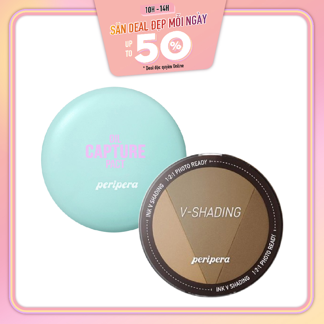 Combo Phấn Tạo Khối Hiệu Ứng Tự Nhiên Peripera Ink V Shading 02 Cacao Brown