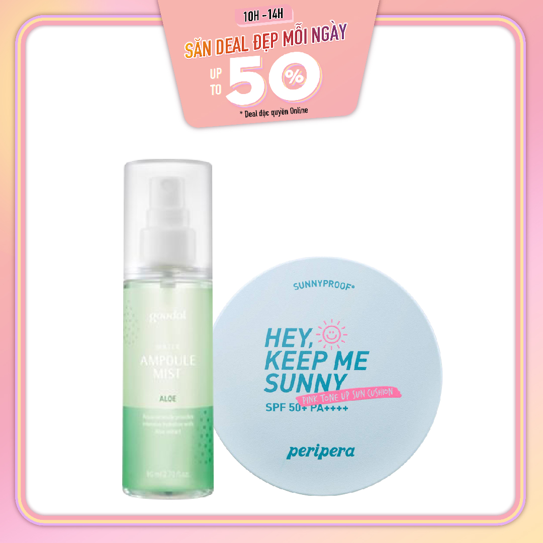 Combo Kem Chống Nắng Nâng Tone Hồng Da Peripera Sunnyproof Pink Tone Up Sun Cushion 13G