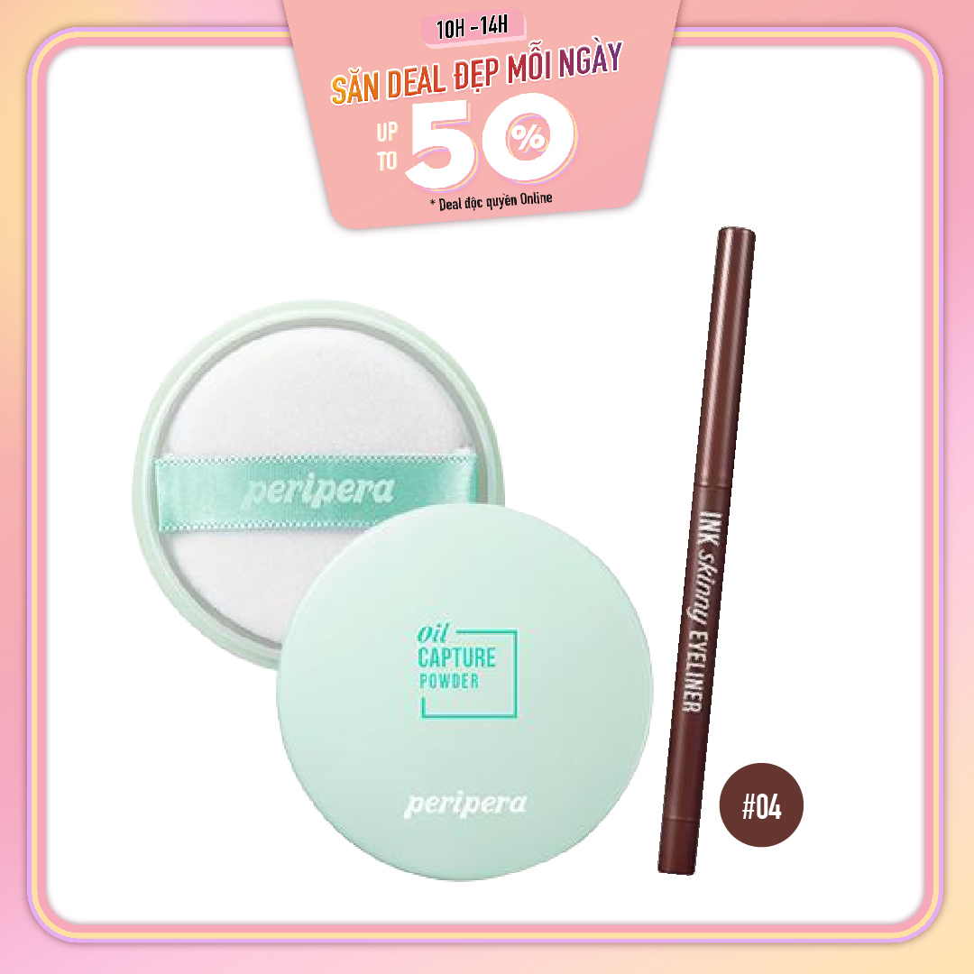 Combo Viền Mắt & Phấn Phủ Hiệu Ứng Tự Nhiên Peripera Oil Capture Powder 5G