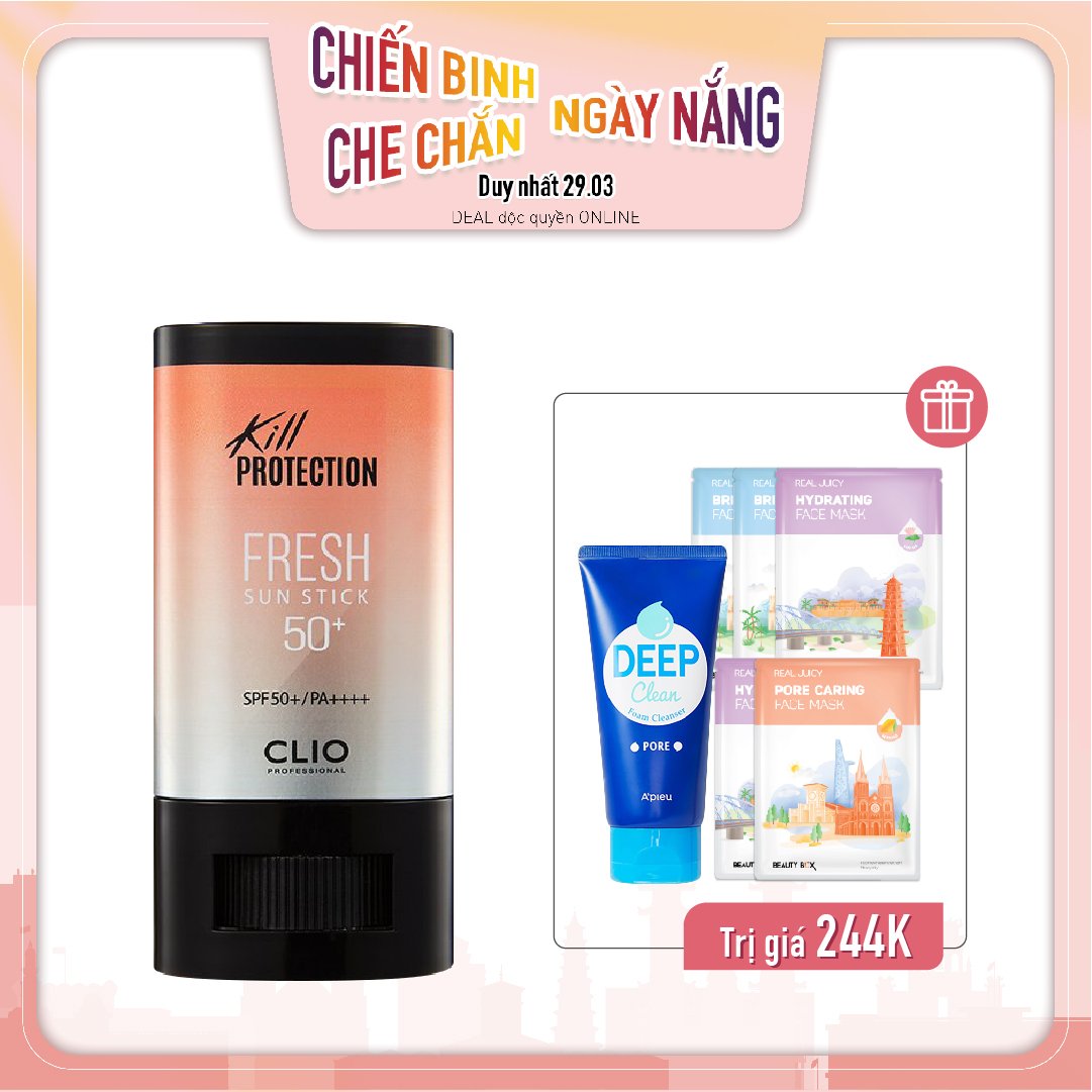 Combo Kem Chống Nắng Mạnh Mẽ Clio Kill Protection Sun Stick Fresh 21G