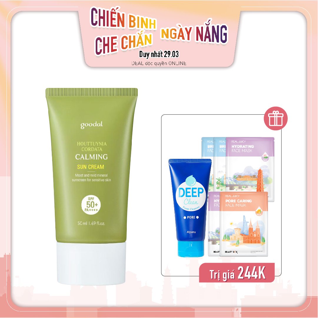 Combo Kem Chống Nắng Dịu Nhẹ Goodal Houttuynia Cordata Calming Sun Cream 50Ml