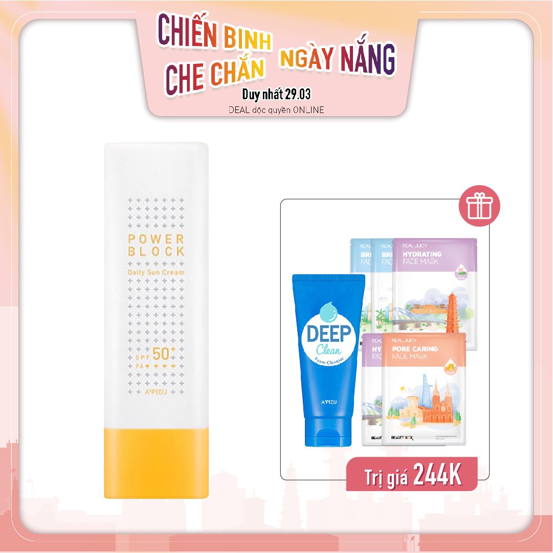 Combo Kem Chống Nắng Hàng Ngày A'pieu Power Block Daily Sun Cream Spf50+/Pa++++ (50Ml)