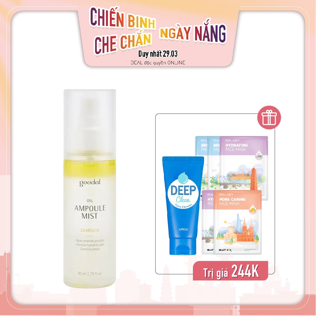 Combo Xịt Khoáng Dạng Dầu Cấp Ẩm Goodal Oil Ampoule Mist Camellia 80Ml