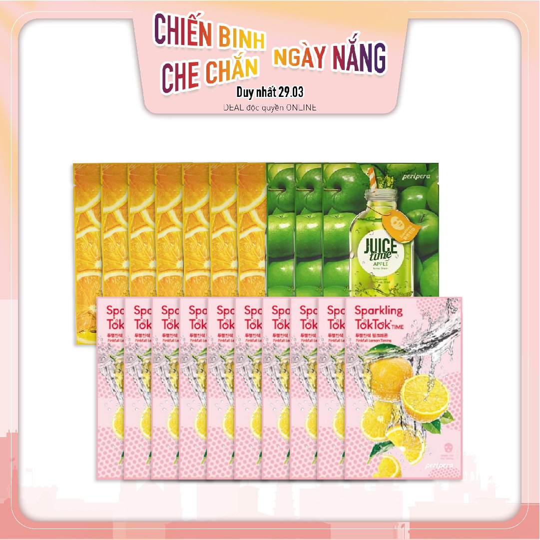 Combo 20 Mặt Nạ Cấp Ẩm Làm Dịu & Sáng Da Peripera Sparkling Toktok & Juice Time
