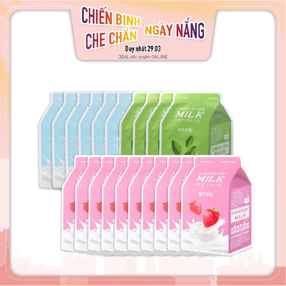 Combo 20 Mặt Nạ Giấy Dưỡng Ẩm, Sáng Mịn Da A'pieu Milk One - Pack