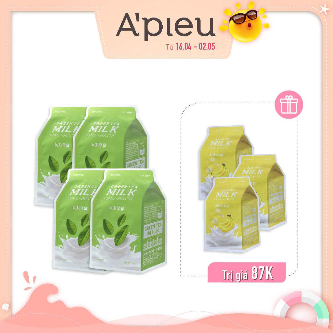 Combo Mặt Nạ Làm Dịu Nuôi Dưỡng Da A'pieu Milk One - Pack (7Pc)