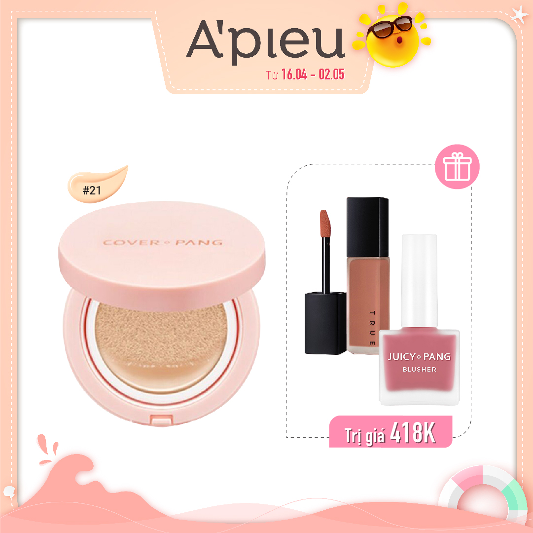 [No.21] Combo Phấn Nước Tạo Hiệu Ứng Căng Bóng A'pieu Cover - Pang Glow Cushion (3Pc)