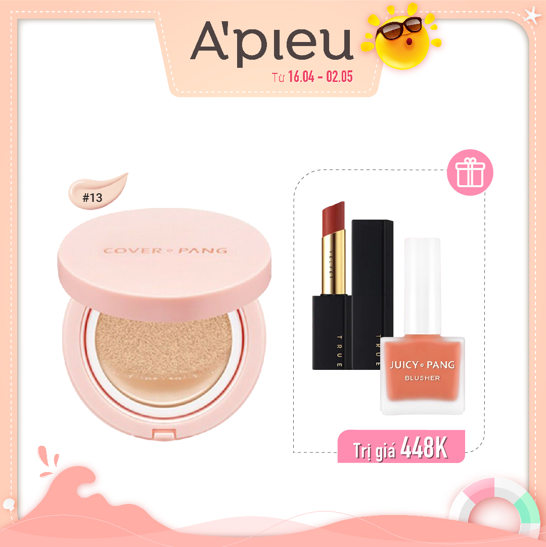 [No.13] Combo Phấn Nước Tạo Hiệu Ứng Căng Bóng A'pieu Cover - Pang Glow Cushion (3Pc)