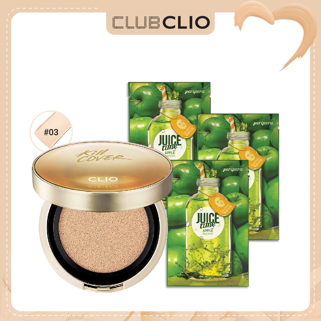 [Màu 03 Linen] Combo Phấn Nước Che Phủ Hoàn Hảo Clio Kill Cover Cica Serum Cushion Spf50+ Pa+++
