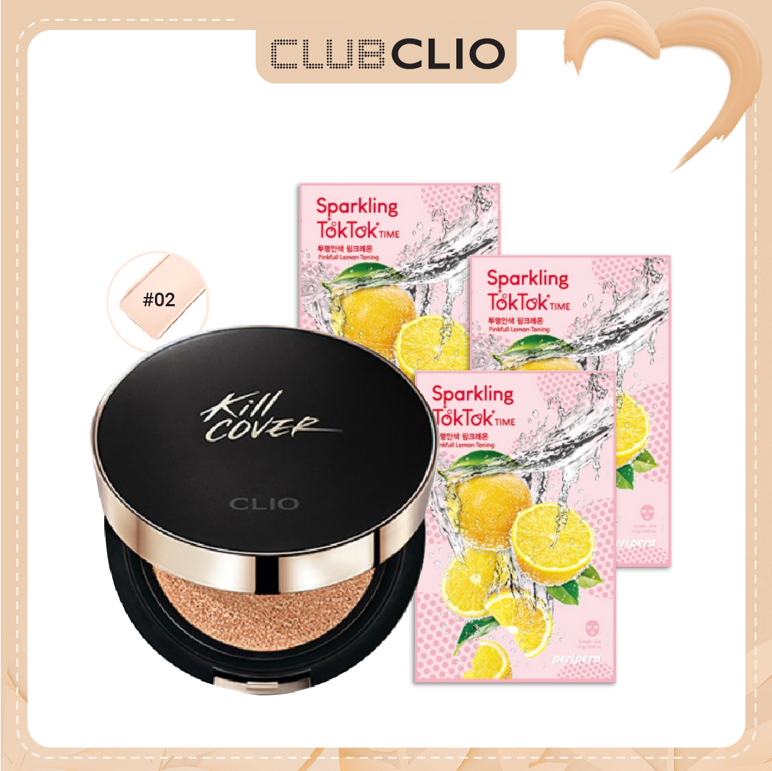[Màu 02 Lingerie] Combo Phấn Nước Kiềm Dầu Lâu Trôi Clio Kill Cover Fixer Cushion Spf50+ Pa+++