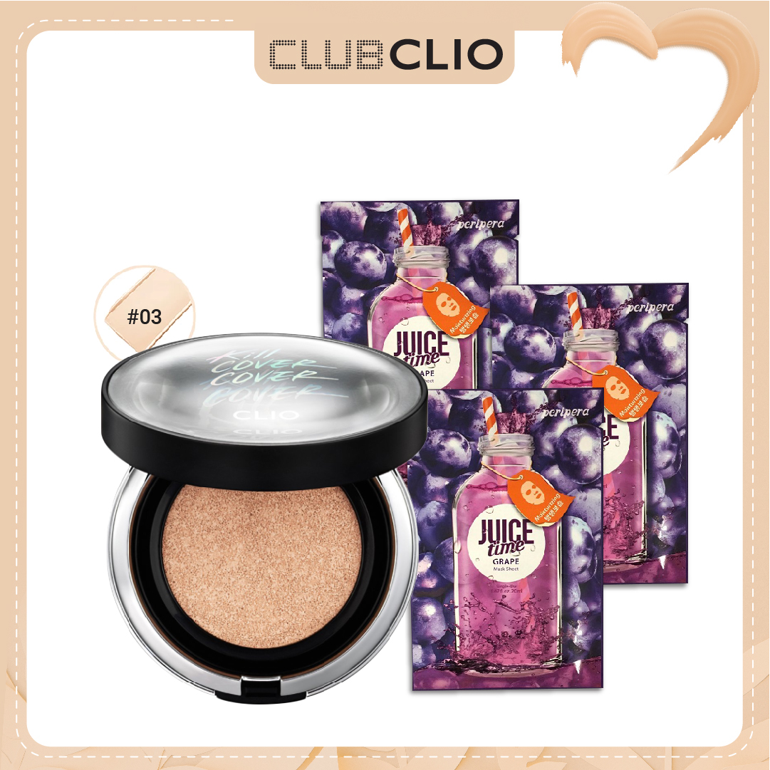 [Màu 03 Linen] Combo Phấn Nước Hiệu Ứng Mịn Clio Kill Cover Founwear Cushion Xp Spf50+ Pa+++