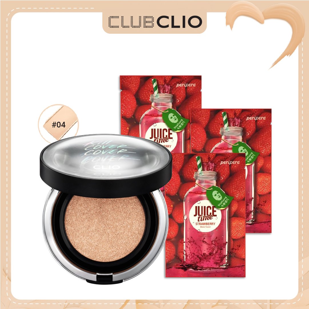 [Màu 04 Ginger] Combo Phấn Nước Hiệu Ứng Mịn Mượt Clio Kill Cover Founwear Cushion Xp Spf50+ Pa+++ 04 Ginger