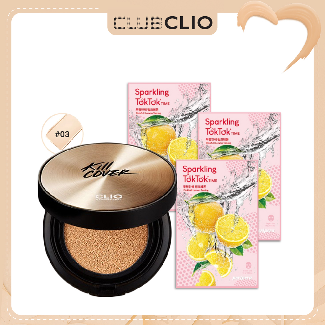 [Màu 03 Linen] Combo Phấn Nước Cấp Ẩm Mịn Da Clio Kill Cover Ampoule Cushion Set