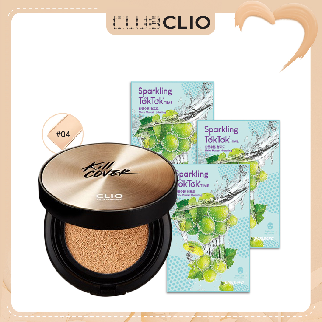 [Màu 04 Ginger] Combo Phấn Nước Dưỡng Ẩm Clio Kill Cover Ampoule Cushion Set