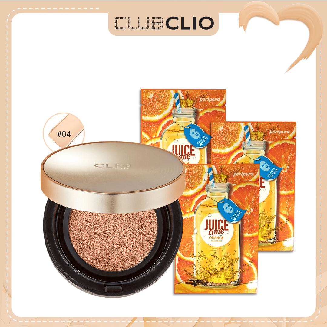 [Màu 04 Ginger] Combo Phấn Nước Che Khuyết Điểm Clio Stay Perfect Cover Cushion Set