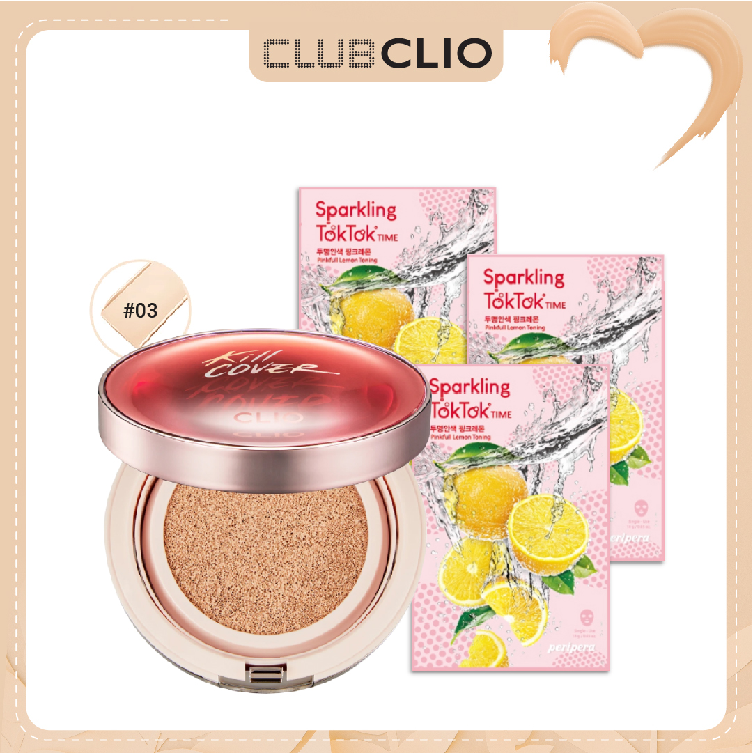 [Màu 03 Linen] Combo Phấn Nước Hiệu Ứng Căng Mượt Clio Kill Cover Glow Cushion