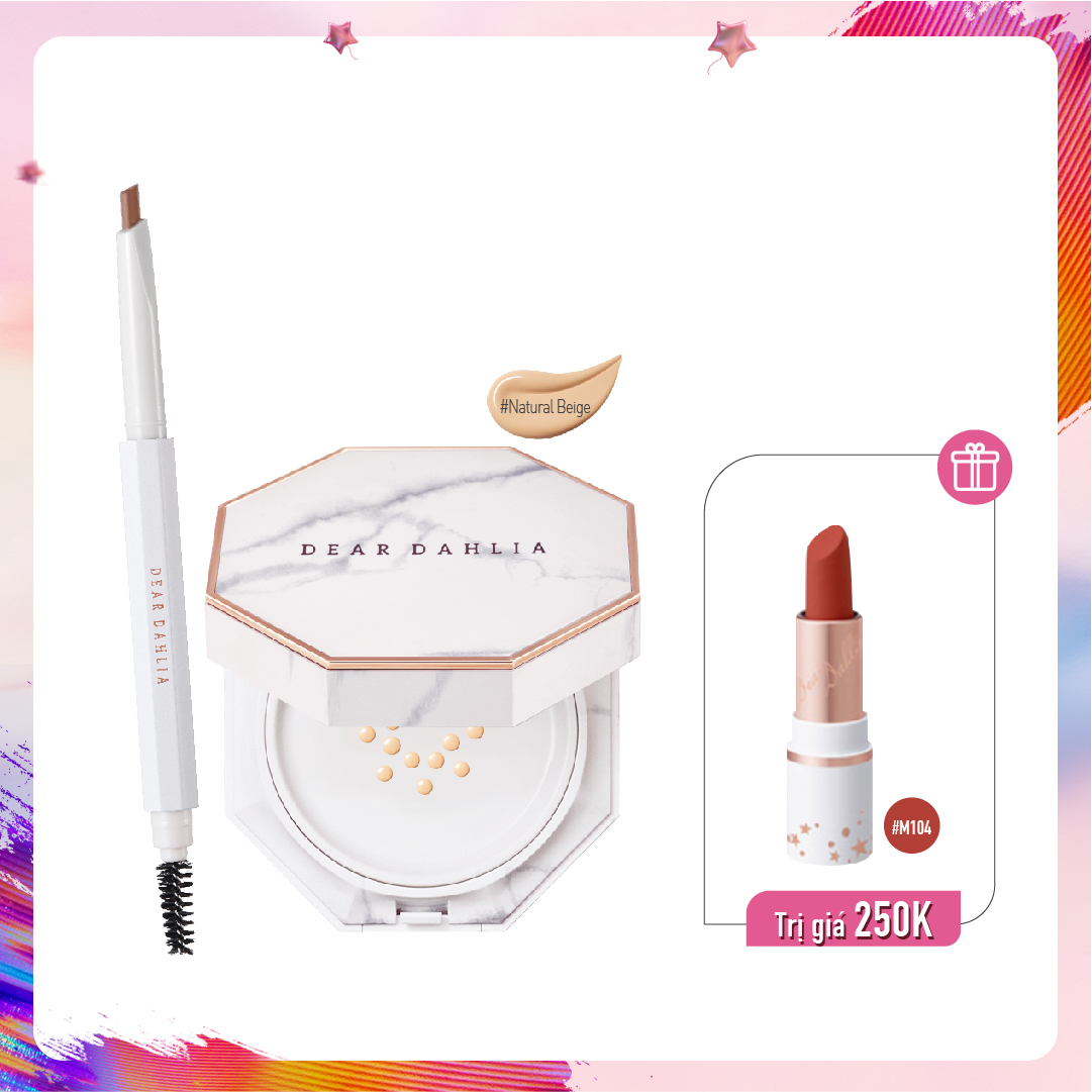 [Màu Natural Beige] Combo Phấn Nước Chống Nắng, Mướt Da Dear Dahlia Skin Paradise Blooming Cushion Foundation Spf35 Pa+++