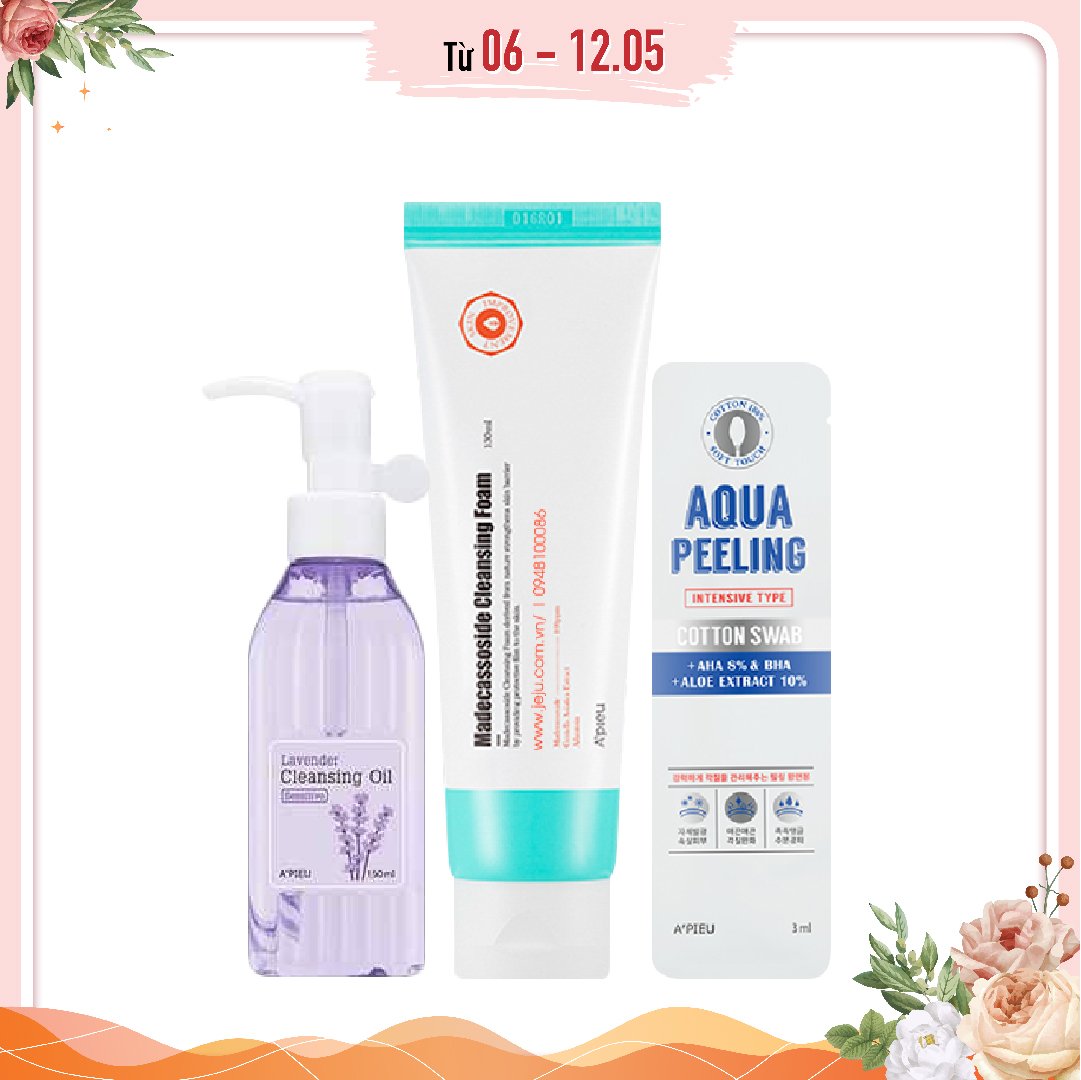 Combo Tẩy Da Chết & Tẩy Trang Cho Da Nhạy Cảm A'pieu Lavender Cleansing Oil (Sensitive)