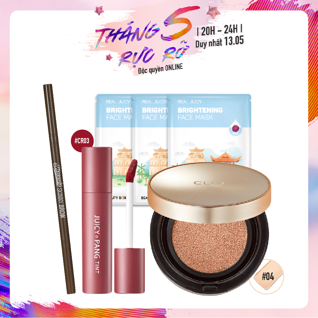 [Màu 04 Ginger] Combo Phấn Nước Che Khuyết Điểm Clio Stay Perfect Cover Cushion Set (15Gx2)
