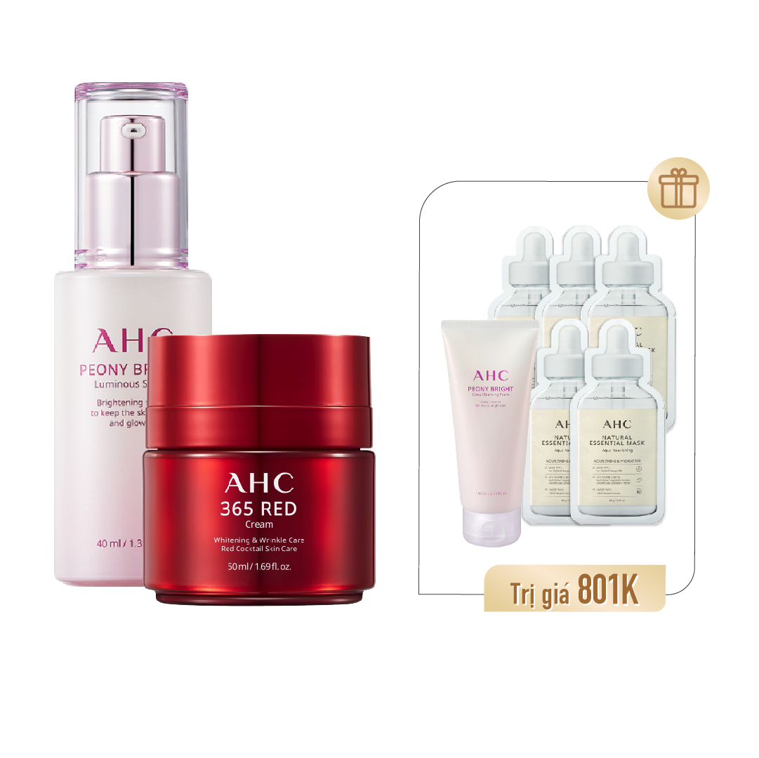 Combo Kem Chống Lão Hóa & Tinh Chất Dưỡng Sáng Da Ahc Peony Bright Luminous Serum 40Ml