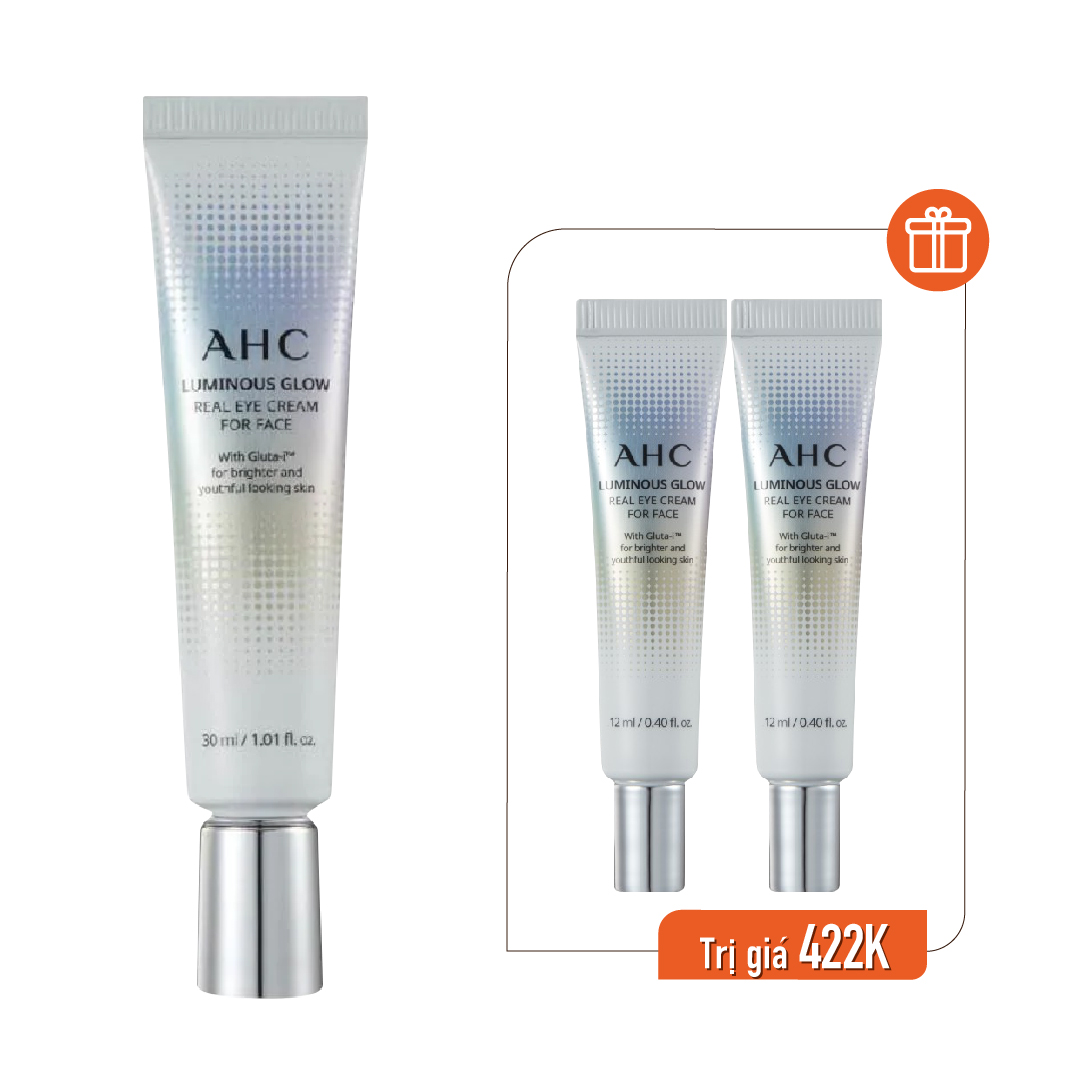 Combo Kem Dưỡng Làm Sáng Vùng Da Mắt Ahc Luminous Glow Real Eye Cream For Face 30Ml (Tặng Mini Size 12Ml)