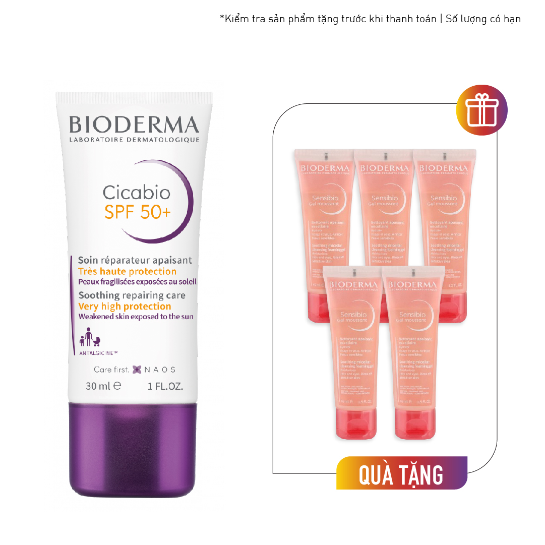 Kem Dưỡng Phục Hồi Và Ngăn Ngừa Tăng Sắc Tố Cho Da Tổn Thương Bioderma Cicabio Spf 50+ 30Ml