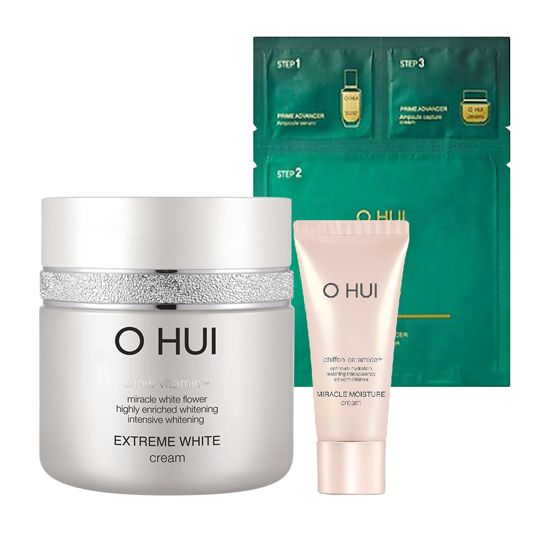 Combo Dưỡng Trắng Da Ohui Extreme White Cream 50Ml (Tặng Kem Dưỡng Ẩm 25Ml + Mặt Nạ)