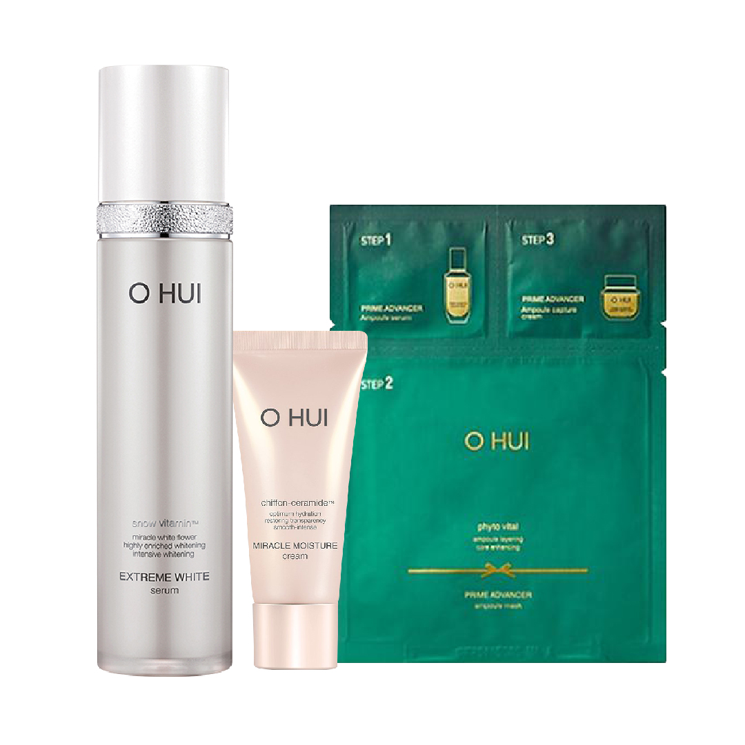 Combo Tinh Chất Dưỡng Trắng Da Ohui Extreme White Serum ( Tặng Kem Dưỡng 25Ml + Mặt Nạ)