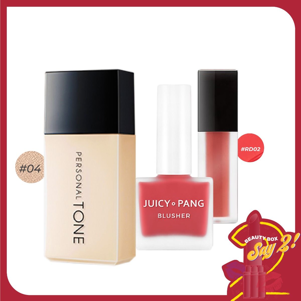 Combo Trang Điểm A'pieu Hiệu Ứng Lì Mịn (Kem Nền No4 - Son Kem Lì - Má Hồng Nước)