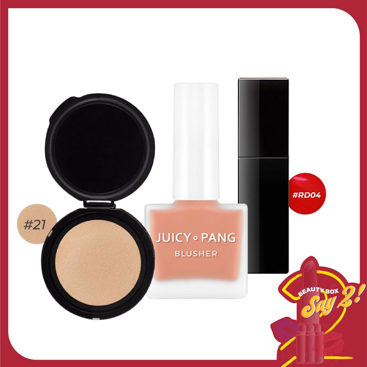 Combo Trang Điểm A'pieu Hiệu Ứng Nhung Mịn, Che Phủ Hoàn Hảo (Kem Nền No21 - Son Tint - Má Hồng Nước)