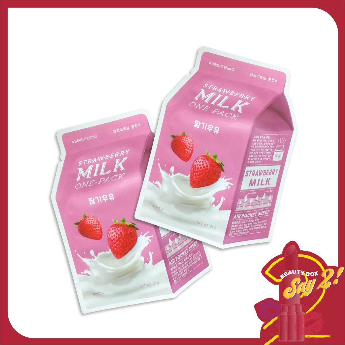 Combo 2 Mặt Nạ Giấy Làm Sáng Da A'pieu Strawberry Milk One - Pack