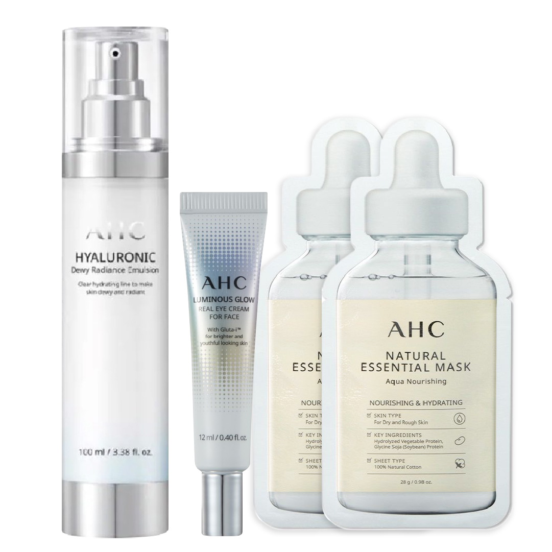 Combo Sữa Dưỡng Ẩm Làm Sáng Da Ahc Hyaluronic Dewy Radiance Emulsion 100Ml