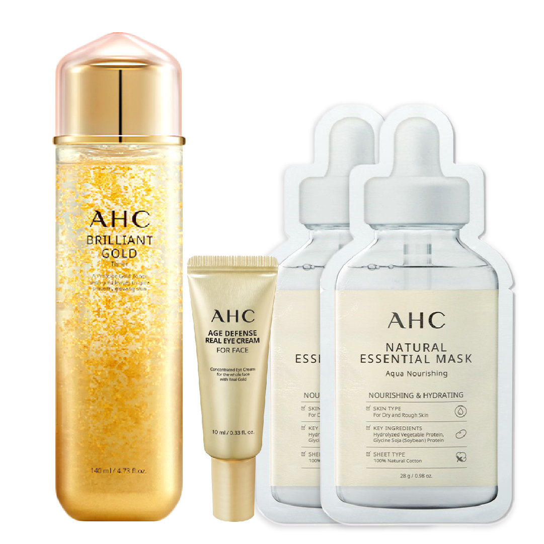 Combo Nước Cân Bằng Chống Lão Hóa Chuyên Sâu Vàng 24K Ahc Brilliant Gold Toner 140Ml