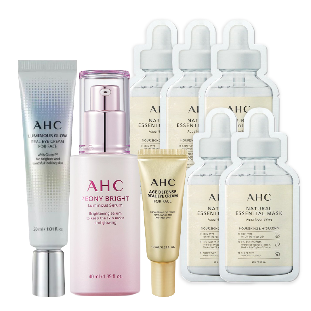 Combo Tinh Chất Dưỡng Sáng Da Ahc Peony Bright Và Kem Dưỡng Mắt Ahc Luminous Glow (Tặng Kem Mắt Ahc Age Defense 10Ml + Mặt Nạ Ahc Natural Essential)