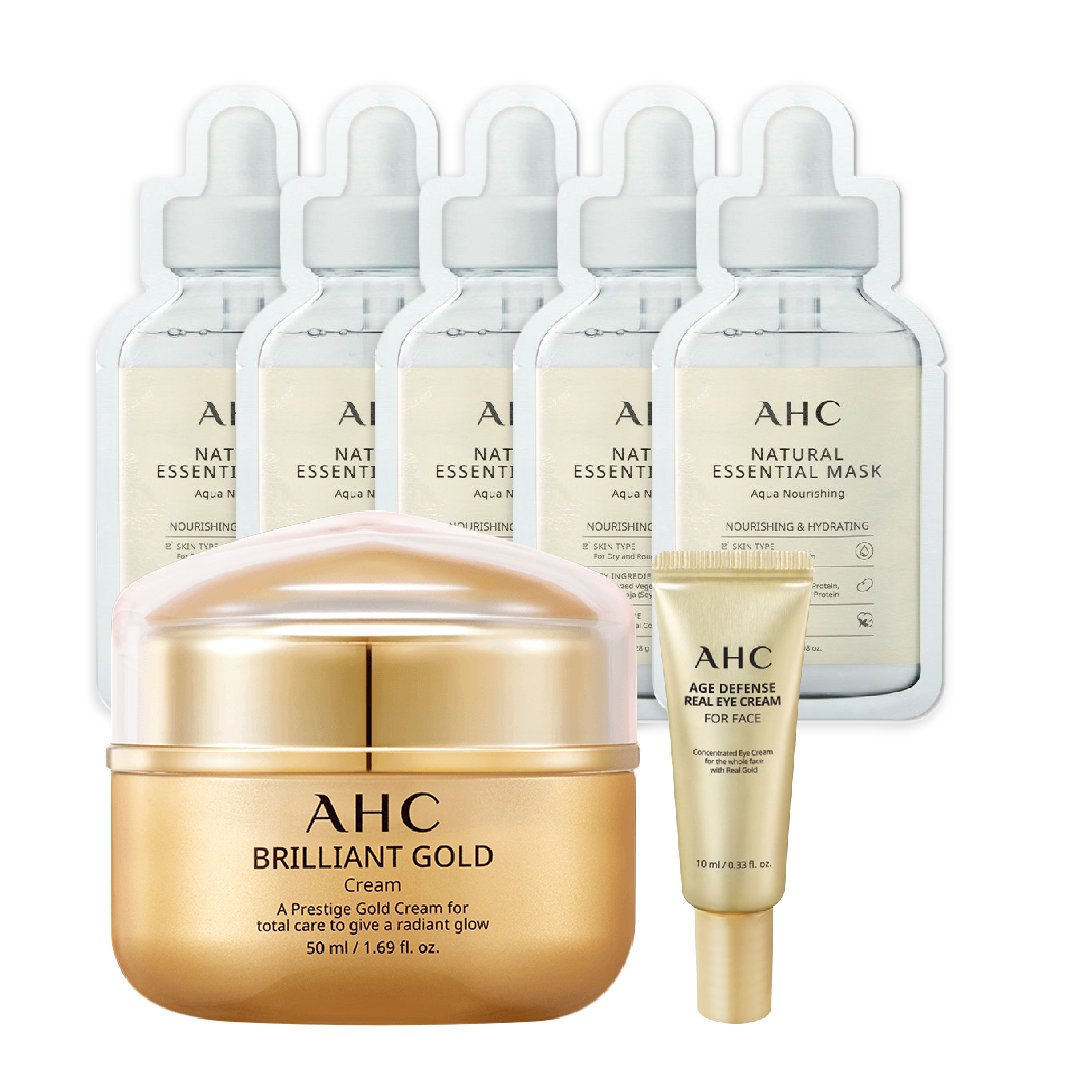 Combo Kem Dưỡng Chống Lão Hóa Chuyên Sâu Ahc Brilliant Gold Và Kem Dưỡng Mắt Ahc Age Defense (Tặng Kem Mắt Ahc Age Defense 10Ml + Mặt Nạ Ahc Natural Essential)