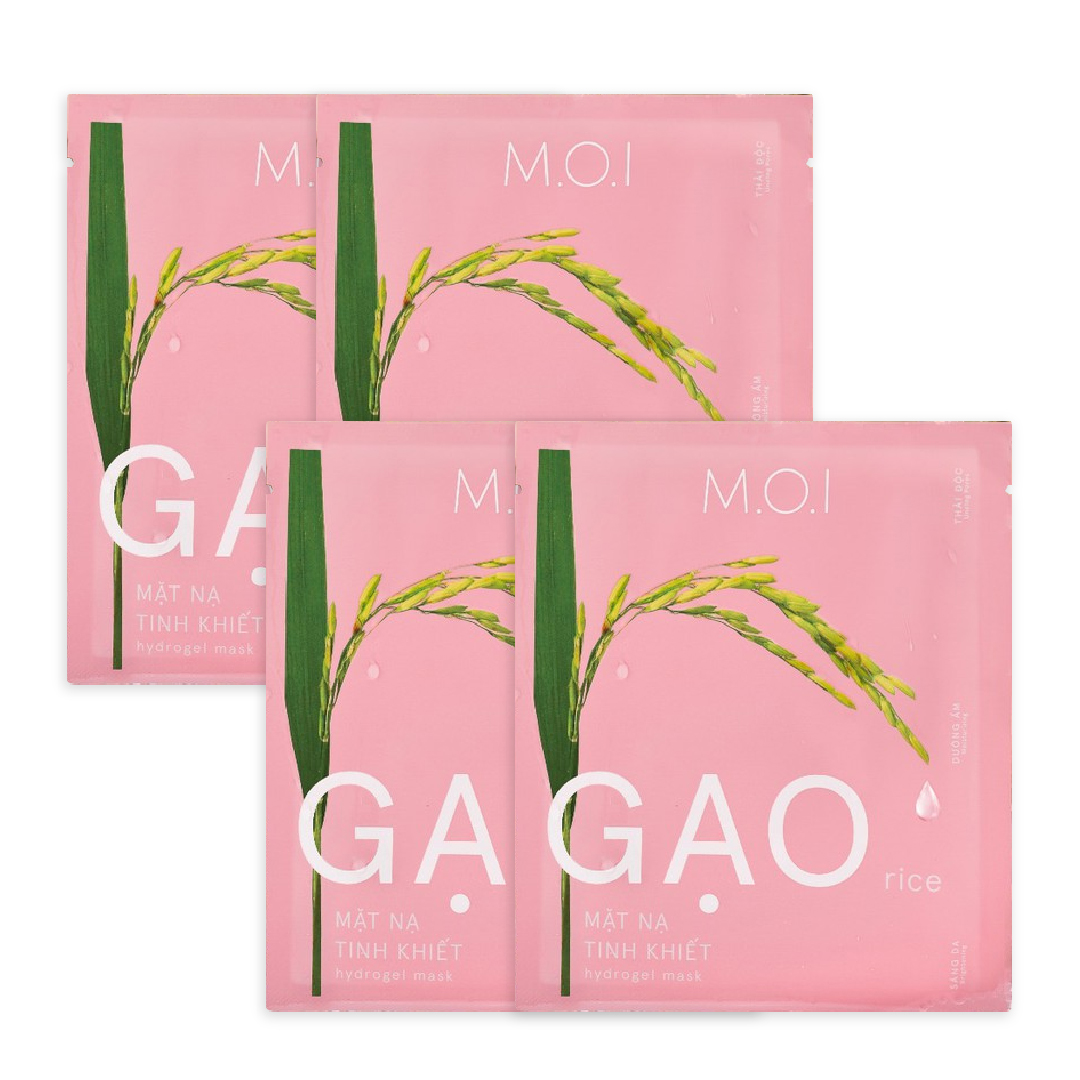 Combo Mặt Nạ Gạo Tinh Khiết M.o.i Rice Hydrogel 28G (4 Miếng)