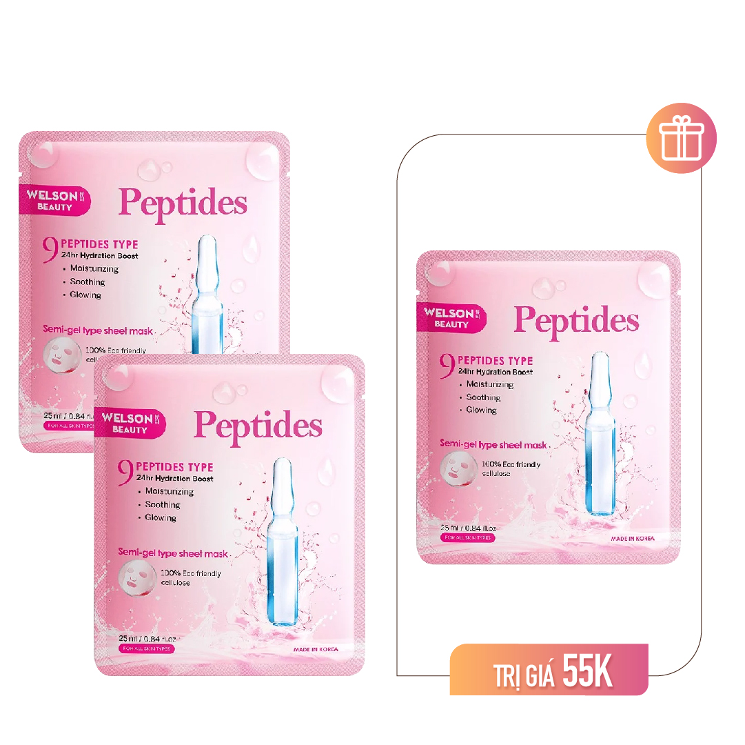 Combo 2 Mặt Nạ Cấp Ẩm 24H Trẻ Hóa Da Welson Beauty Peptides Moisturising Mask 25Ml (2Pcs)