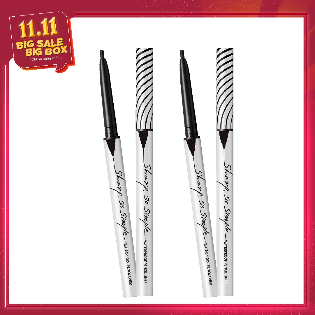 Combo 02 Chì Kẻ Viền Mắt Clio Sharp, So Simple Waterproof Pencil Liner - 01 Black