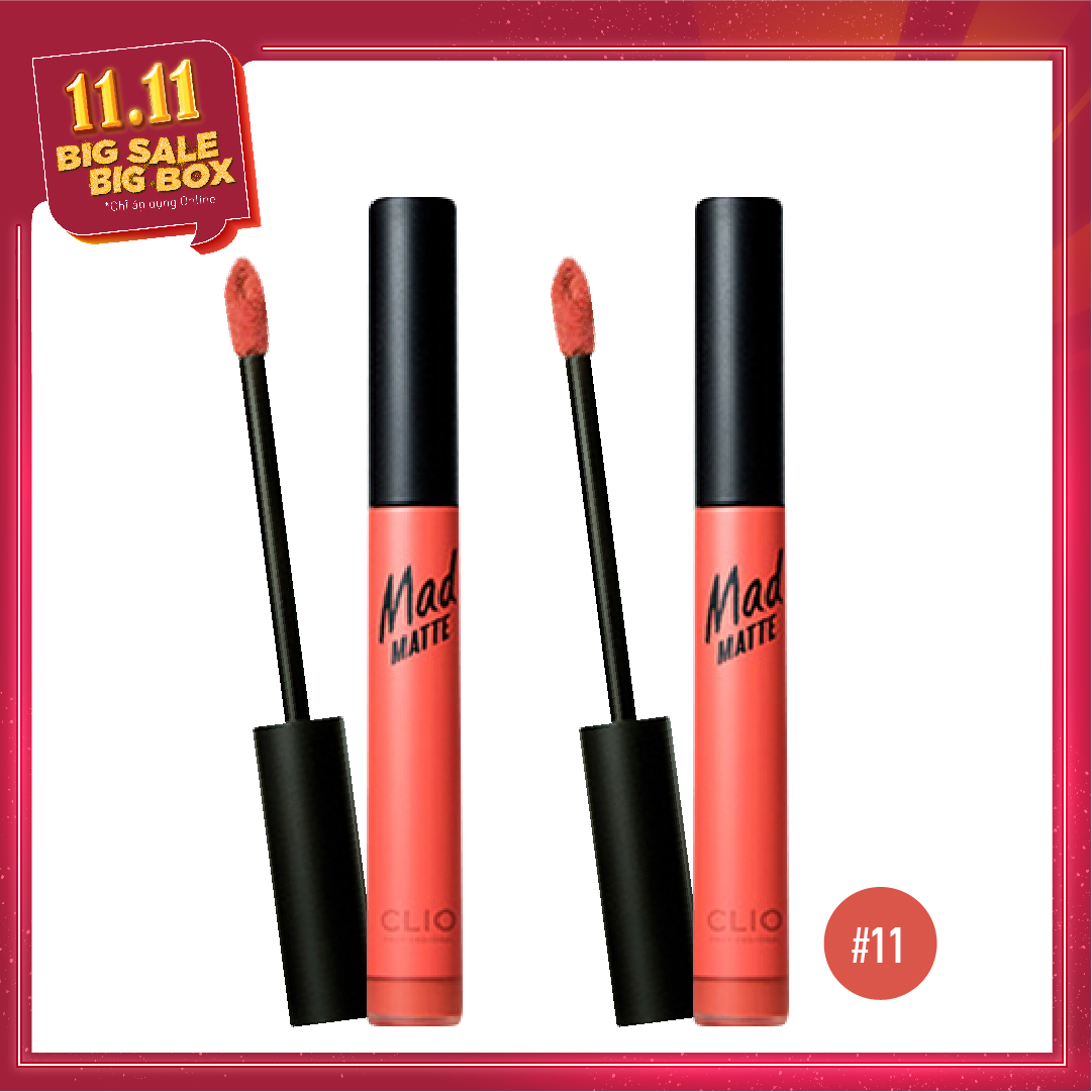 Combo 02 Son Môi Dạng Kem Clio Mad Matte Liquid Lip - 11 Coralloid