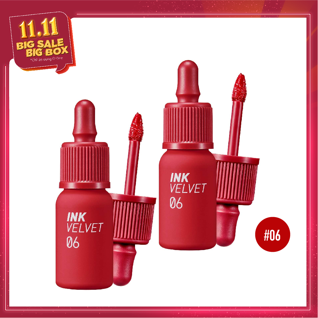 Combo 02 Son Tint Hiệu Ứng Nhung Mịn Peripera Ink Velvet #6 Purdy Red