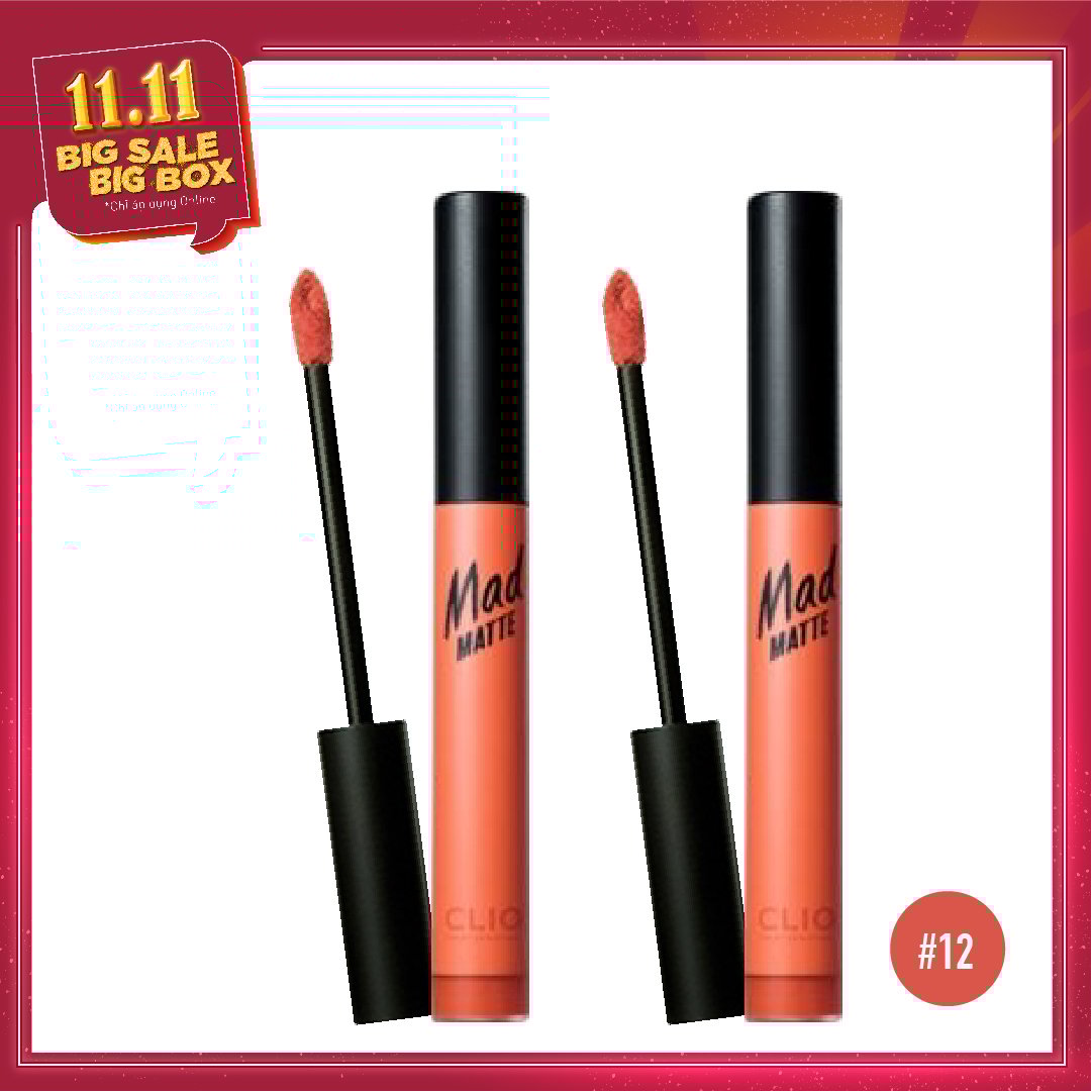 Combo 02 Son Môi Dạng Kem Clio Mad Matte Liquid Lip - 12 Burnt Nude