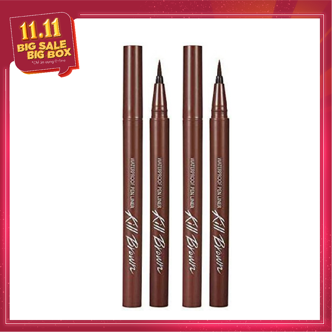 Combo 02 Viền Mắt Clio Waterproof Pen Liner Kill Brown Original (H&B)