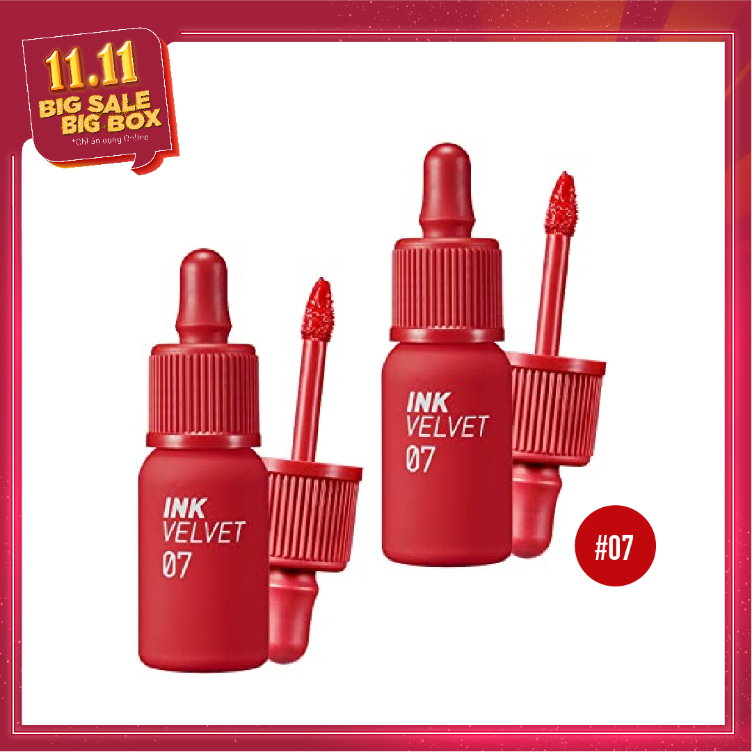 Combo 02 Son Tint Hiệu Ứng Nhung Mịn Peripera Ink Velvet #7 Girlish Red