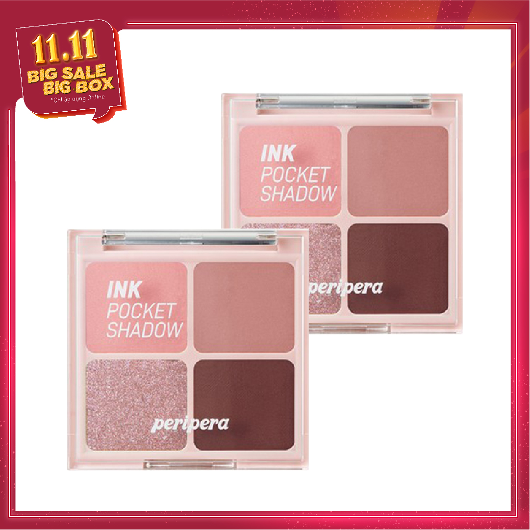 Combo 02 Bảng Phấn Mắt Nhũ Peripera Ink Pocket Shadow Palette - 004 Dipping Rose Moment