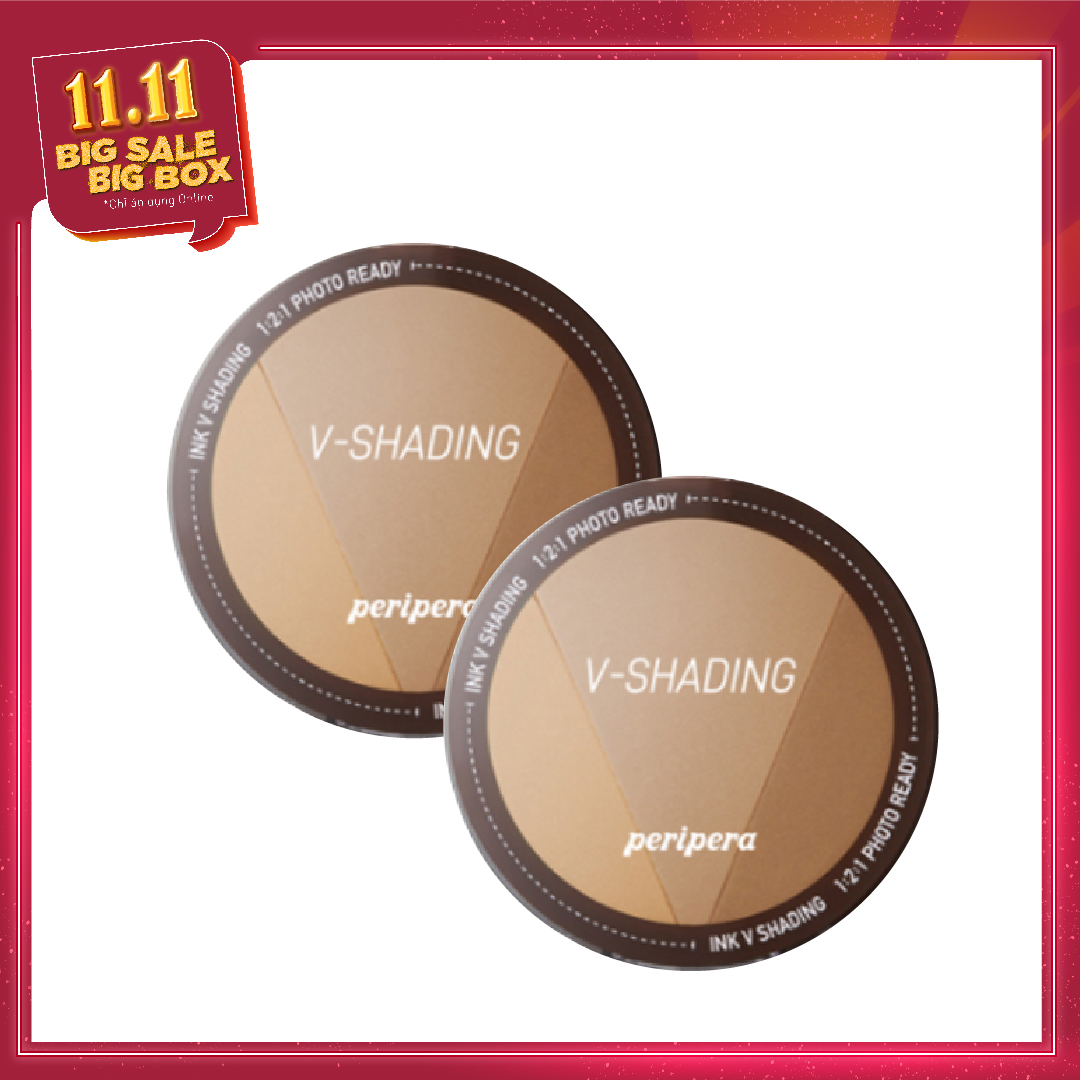 Combo 02 Phấn Tạo Khối Hiệu Ứng Tự Nhiên Peripera Ink V Shading - 02 Cacao Brown