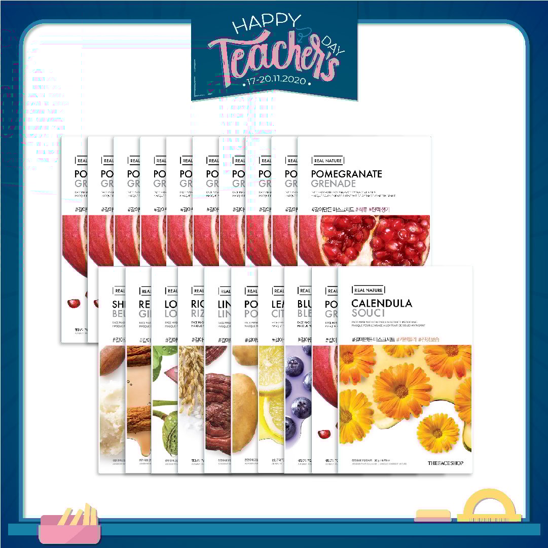 Combo Mix 20 Mặt Nạ Giấy Tái Tạo, Nuôi Dưỡng Da Săn Chắc Sáng Mịn Real Nature